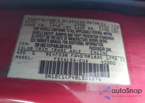 2011 Nissan Versa 1.8S из США, поврежденный, VIN 3N1BC1CP4BL501576